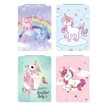 DOOSAI Unicorn 4-Pcs Pocket Mirror Kit – Cute Travel Mirrors with 1X/2X Magnification