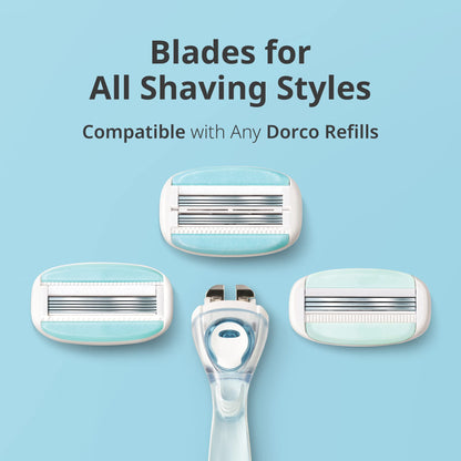 Dorco Eve6 Razor Set – 6-Blade Shave with Aloe Moisture Bar and Interchangeable Cartridges