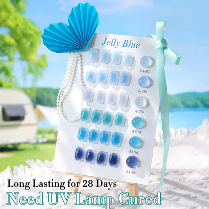 Double Rhythm 6 Pcs 15 ml Gel Polish Set – Navy Jelly Blue Navy-T6-82 | Soak-Off, DIY Manicure