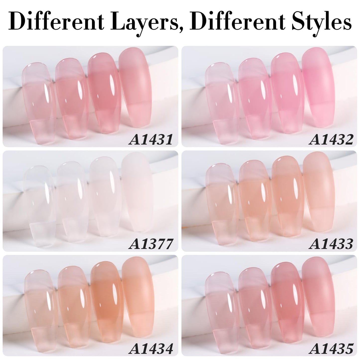 Double Rhythm Gel Nail Polish Set — 6 Pastel Jelly Shades for DIY Manicures (Kit 38)