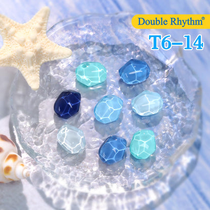 Double Rhythm 6-Pcs 15ml Gel Polish Set – Same Shade Soak-Off Kit for DIY Manicure (Light Blue / Navy / Teal)