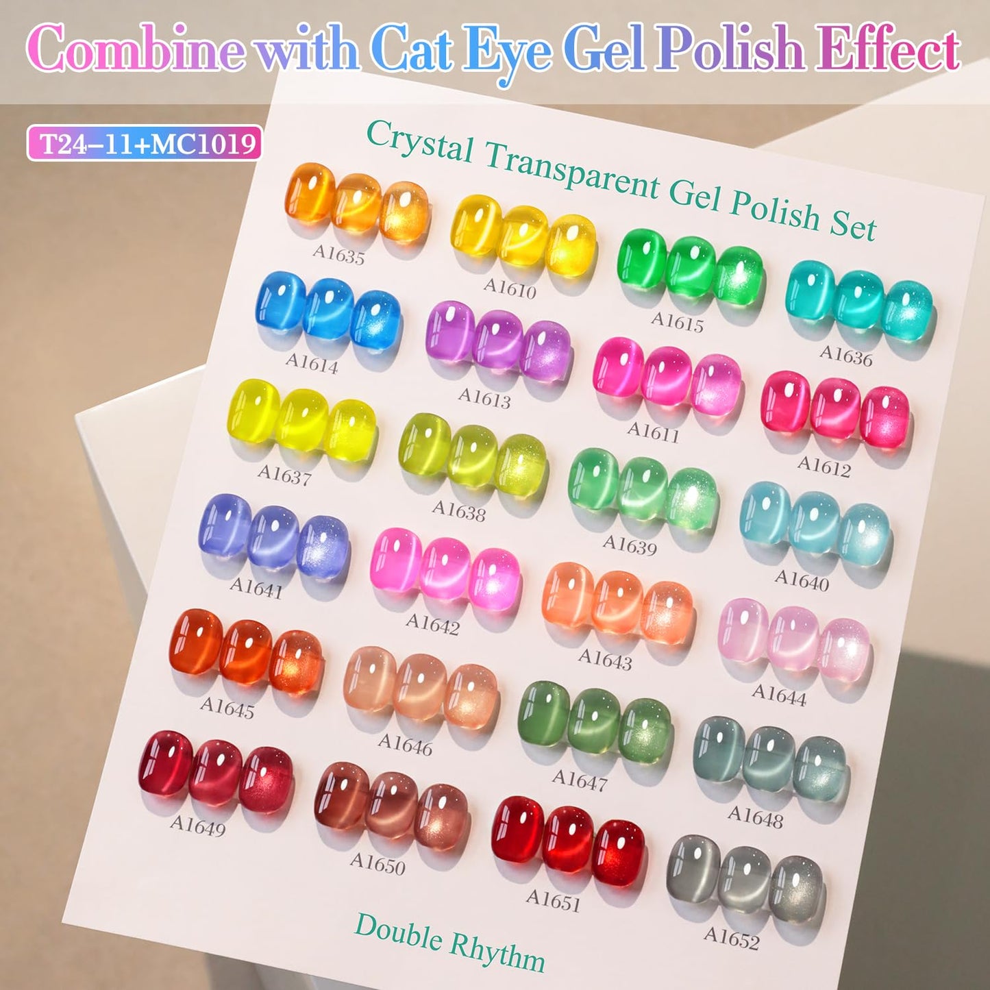 Double Rhythm 28Pcs Gel Nail Polish Set – Neon Jelly Sheer Collection, 0.5oz Bottles