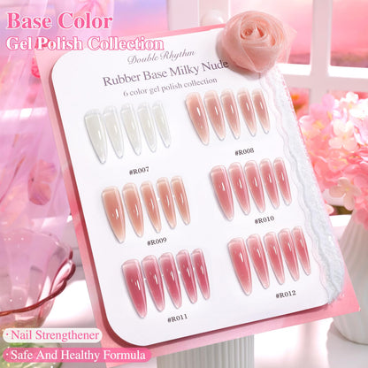 Double Rhythm 6-Piece 15ml Gel Polish Set – Same Color, Soak-Off, Milky Nude Pink Rose Purple (T6-85)