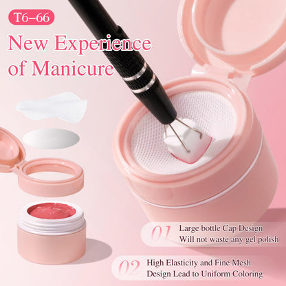 Double Rhythm Painting Gel Polish Set – 6 Colors, 100 Sponges, Grabbing Pen (Neutral Nude Rose-T6-66)