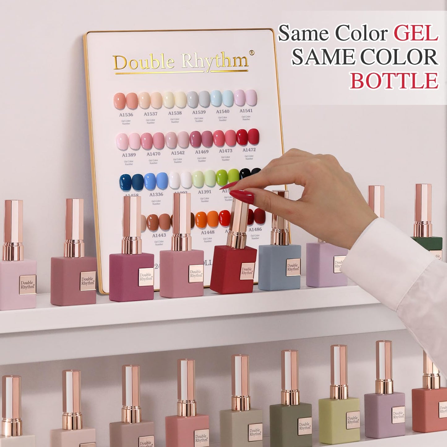Double Rhythm 28Pcs Gel Nail Polish Set – White Pink Collection (0.5oz)