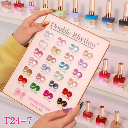 Double Rhythm 28Pcs Cat Eye Gel Nail Polish Set — 0.5oz Magnetic, Soak-Off Kit for Home Manicure