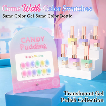 Double Rhythm 6-Pcs 15ml Gel Polish Kit – Same Color, Same Bottle, Soak-Off