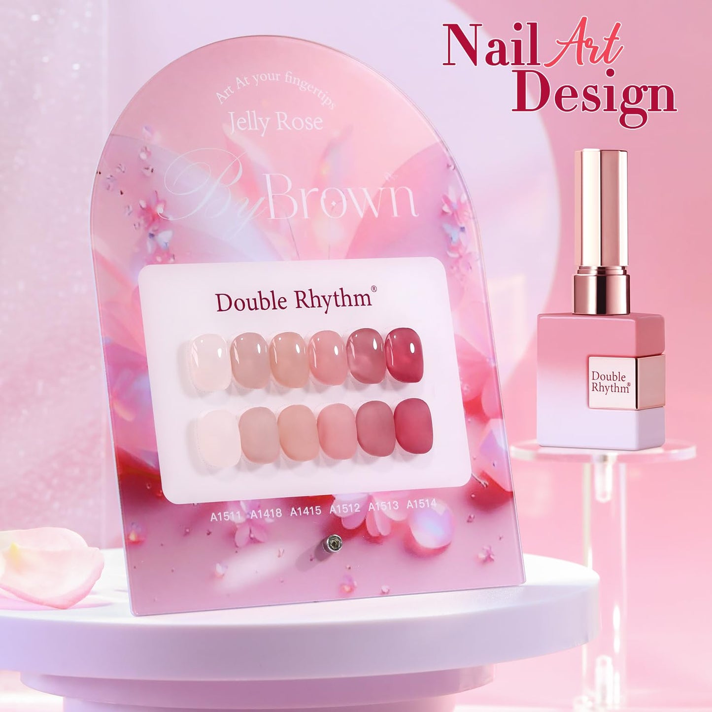 Double Rhythm 6 Pcs 15ml Gel Polish Set – Soak-Off, Jelly Translucent Rose Pink & Burgundy Red (T6-2)