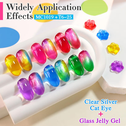 Double Rhythm 6 Pcs Gel Polish Set 15ml – Jelly Yellow, Pink, Red, Purple, Blue & More (Soak Off)
