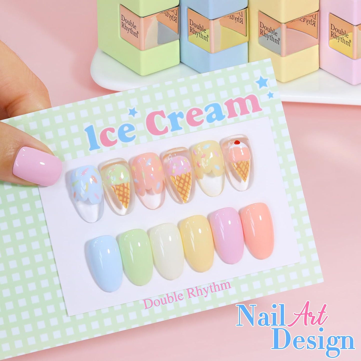 Double Rhythm 6 Pcs 15ml Gel Polish Set – Same Color & Bottle, Soak-Off Kit (Blue/Green/Beige/Yellow/Pink/Orange)