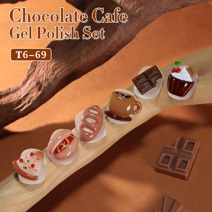 Double Rhythm 6 Pcs 15ml Gel Polish Set – Burgundy Cherry Brown Coffee (T6-69) – Soak-Off Nail Polish