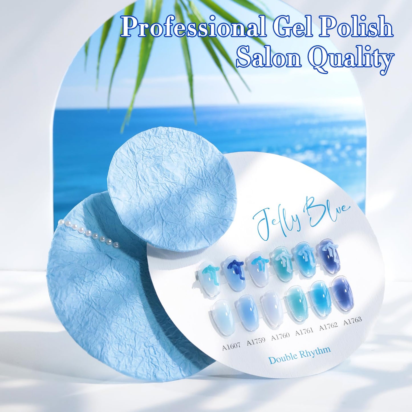 Double Rhythm 6 Pcs 15 ml Gel Polish Set – Navy Jelly Blue Navy-T6-82 | Soak-Off, DIY Manicure