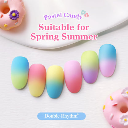 Double Rhythm 6 Pcs 15ml Gel Polish Set – Same Color, Soak Off, UV/LED Cure – At-Home Manicure Kit (Purple to Peach T6-10)