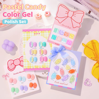 Double Rhythm 28Pcs Gel Nail Polish Set – Pastel Candy Collection T24-5 (0.5oz)