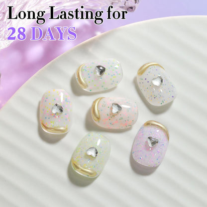 Double Rhythm Glitter Gel Polish Set (0.5 oz) – 6 Color + Display Board, 15 ml Each | Soak-Off Sparkle Gel Nail Kit