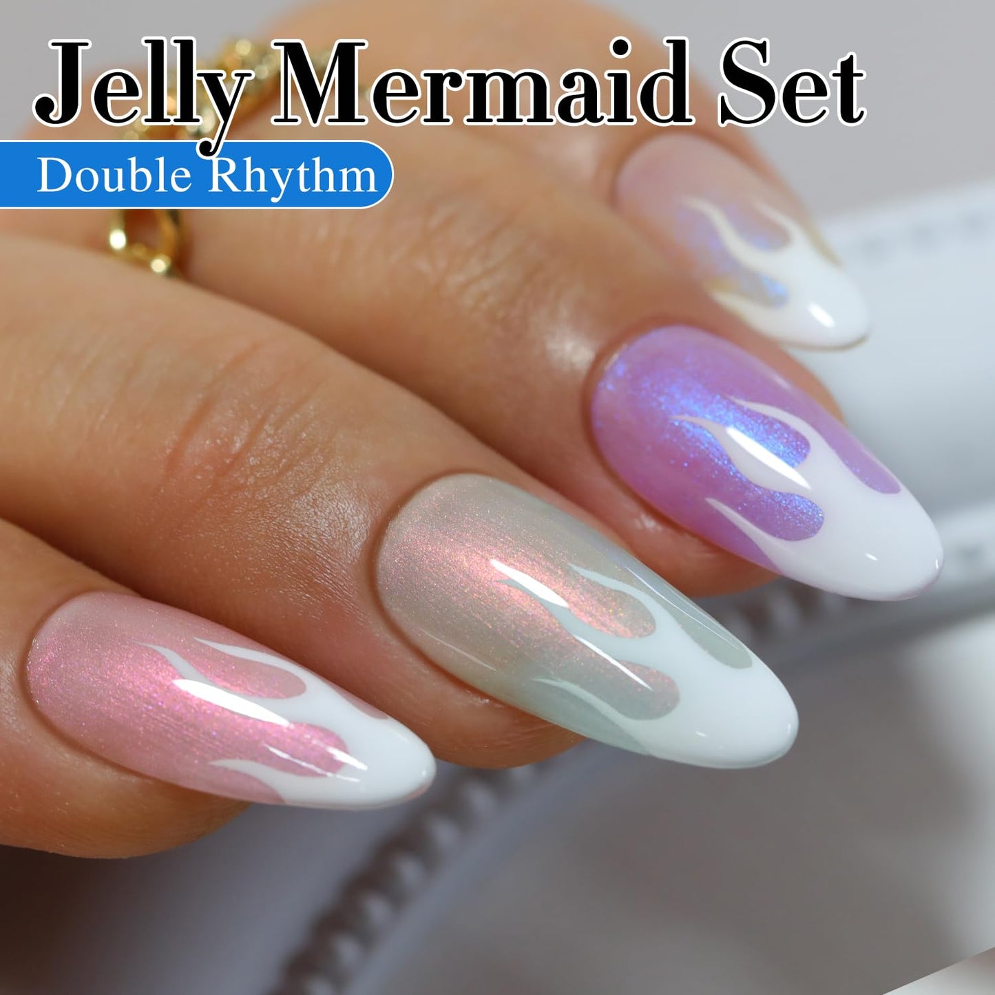 Double Rhythm Jelly Sheer Gel Nail Polish Set – 6 Pastel Colors Kit8