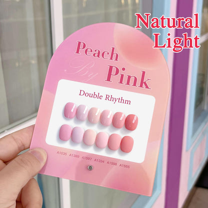 Double Rhythm 6 Pcs 15ml Gel Polish Set – Same Color, Soak-Off, Light Pale Peach Pink Orange Rose (T6-19)