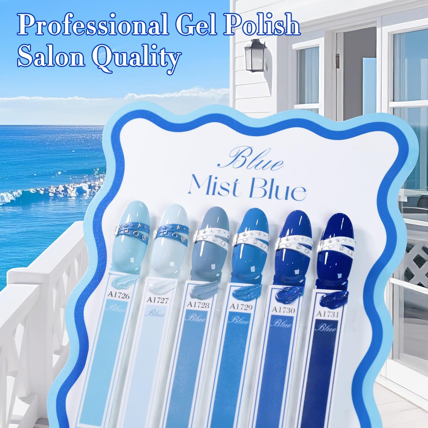 Double Rhythm 6 Pcs 15ml Gel Polish Set in Pale Dark Midnight Blue | Soak-Off Gel Polish Kit for DIY Manicure