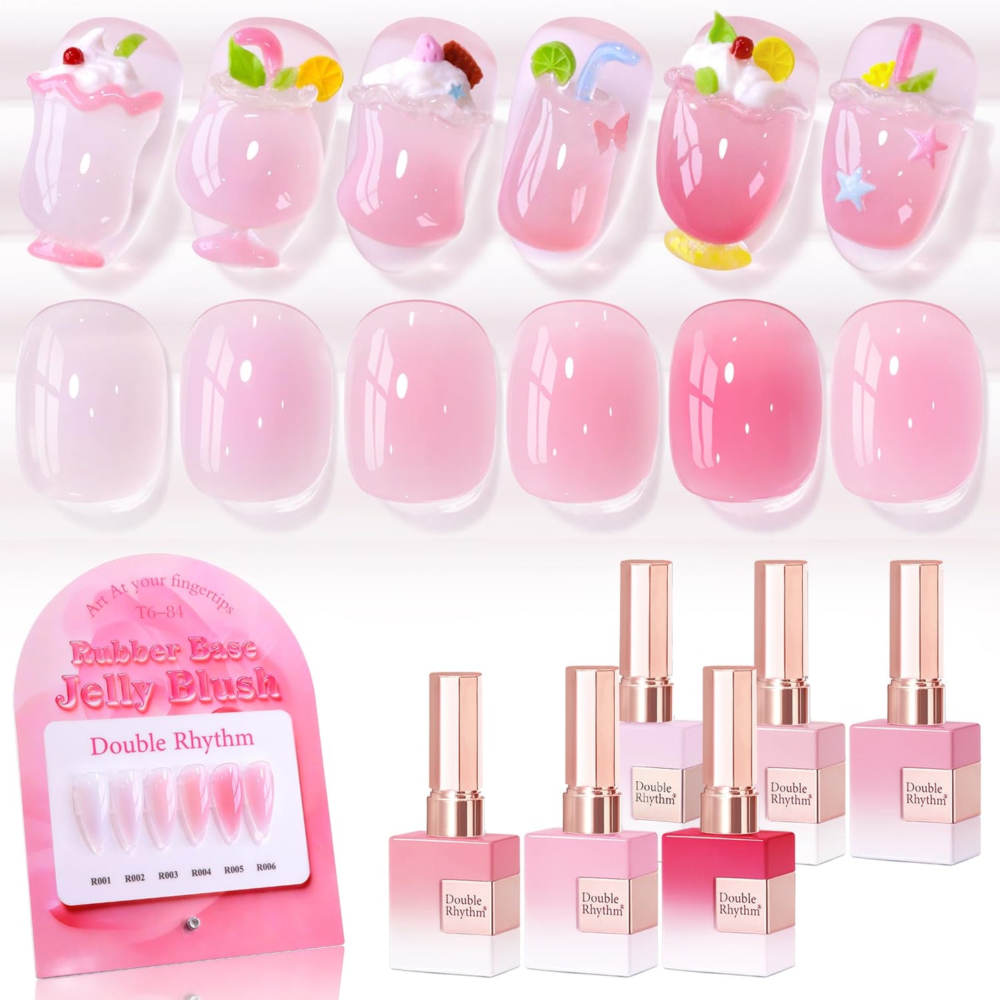 Double Rhythm 6 Pcs 15ml Gel Polish Set – Milky Nude Pink T6-84
