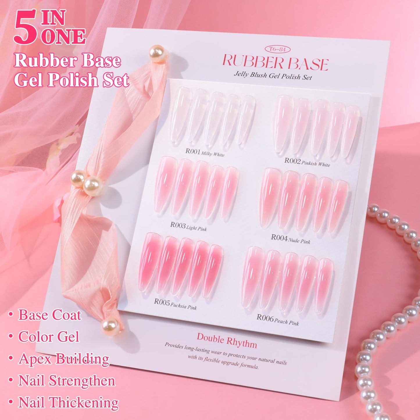 Double Rhythm 6 Pcs 15ml Gel Polish Set – Milky Nude Pink T6-84