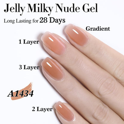 Double Rhythm Gel Nail Polish Set — 6 Pastel Jelly Shades for DIY Manicures (Kit 38)