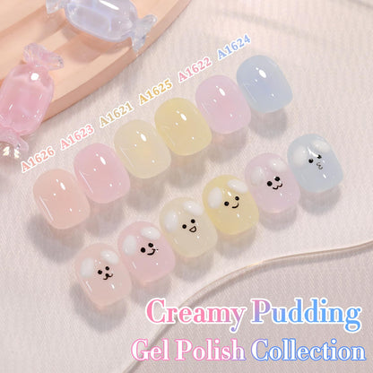 Double Rhythm 6 Pcs 15ml Gel Polish Set – Soak-Off Kit (Blue, Purple, Nude, Pink, Yellow, Beige)