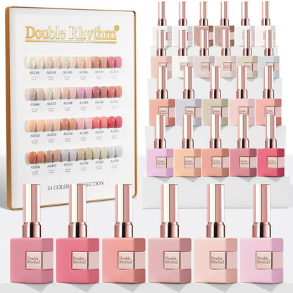 Double Rhythm 28Pcs 0.5Oz Gel Nail Polish Set – Nude Pink Collection T24-3 (Same Color, Soak Off)