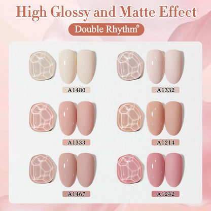 Double Rhythm 6 Pcs 15ml Gel Polish Set – Same Color, Same Bottle, Soak-Off