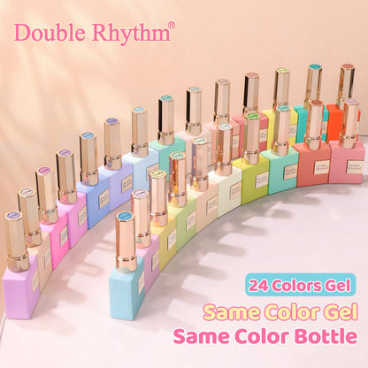 Double Rhythm 28Pcs Gel Nail Polish Set – Pastel Candy Collection T24-5 (0.5oz)