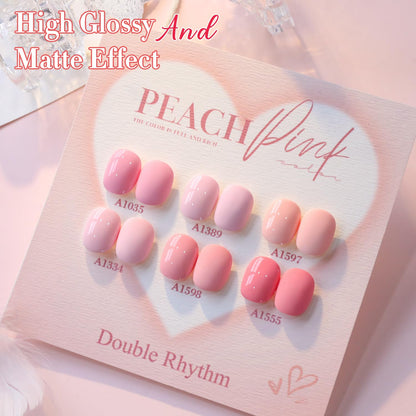 Double Rhythm 6 Pcs 15ml Gel Polish Set – Same Color, Soak-Off, Light Pale Peach Pink Orange Rose (T6-19)