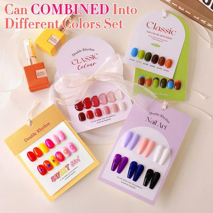 Double Rhythm 28Pcs Gel Nail Polish Set - Same Color, Same Bottle, Soak-Off Kit, Red Pink T24-4
