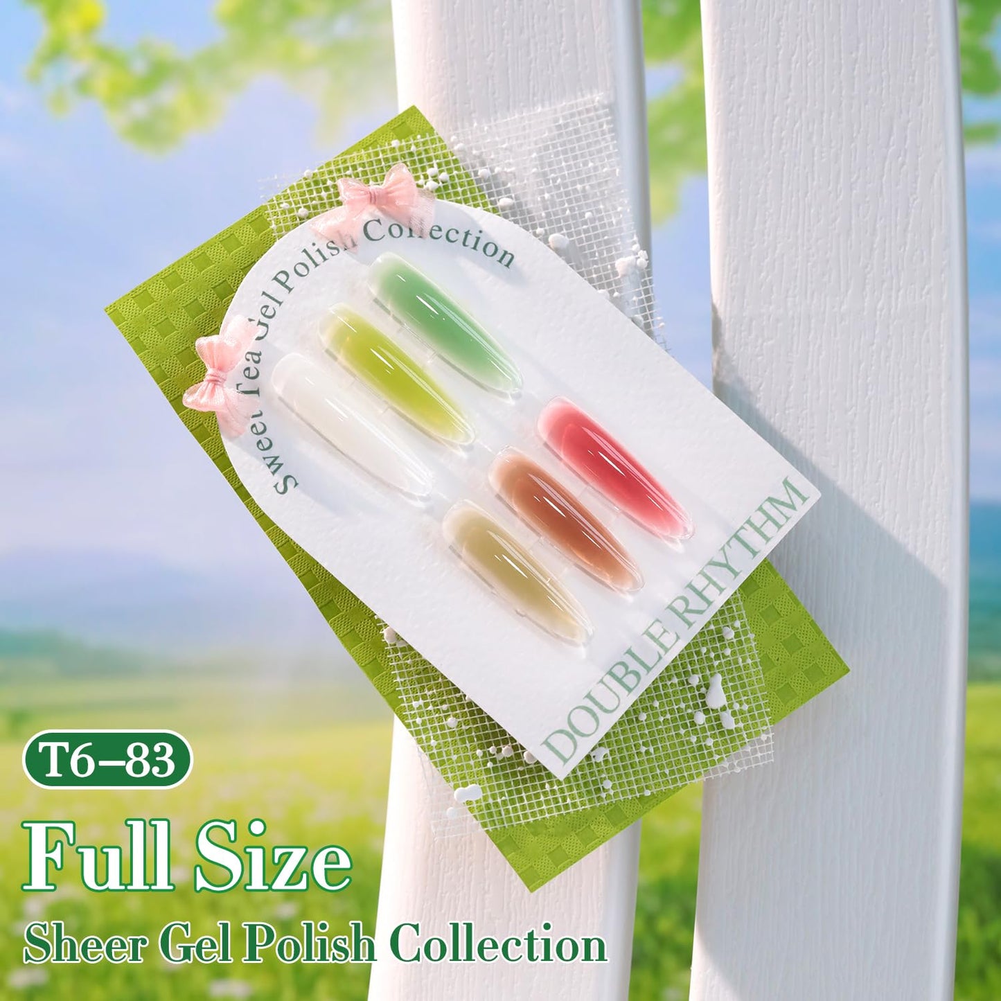 Double Rhythm 6 Pcs 15ml Gel Polish Set – Jelly White, Mint Green, Olive, Tea Brown, Rose, Red | Soak-Off Kit