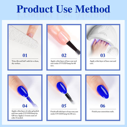 Double Rhythm Gel Polish Set of 6 – Blue Tones and White Gold Glitter Starter Kit