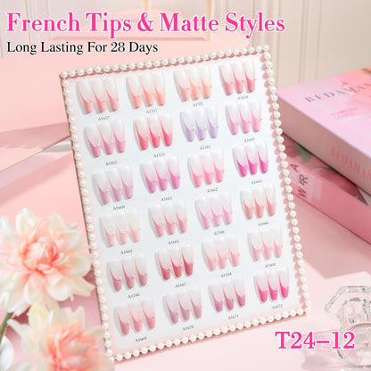 Double Rhythm 28Pcs Gel Nail Polish Set – Neutral Nude Collection T24-12 (0.5oz)