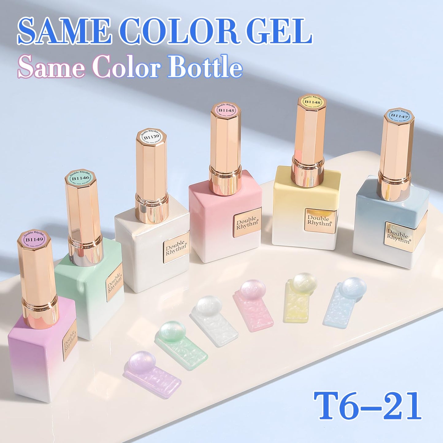Double Rhythm 6 Pcs 15ml Gel Polish Set – Soak-Off Nail Kit (Pearl Pink to Purple)