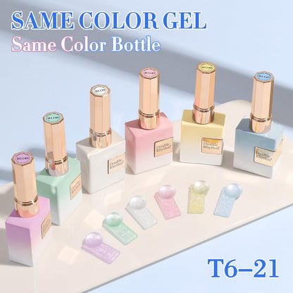 Double Rhythm 6 Pcs 15ml Gel Polish Set – Soak-Off Nail Kit (Pearl Pink to Purple)