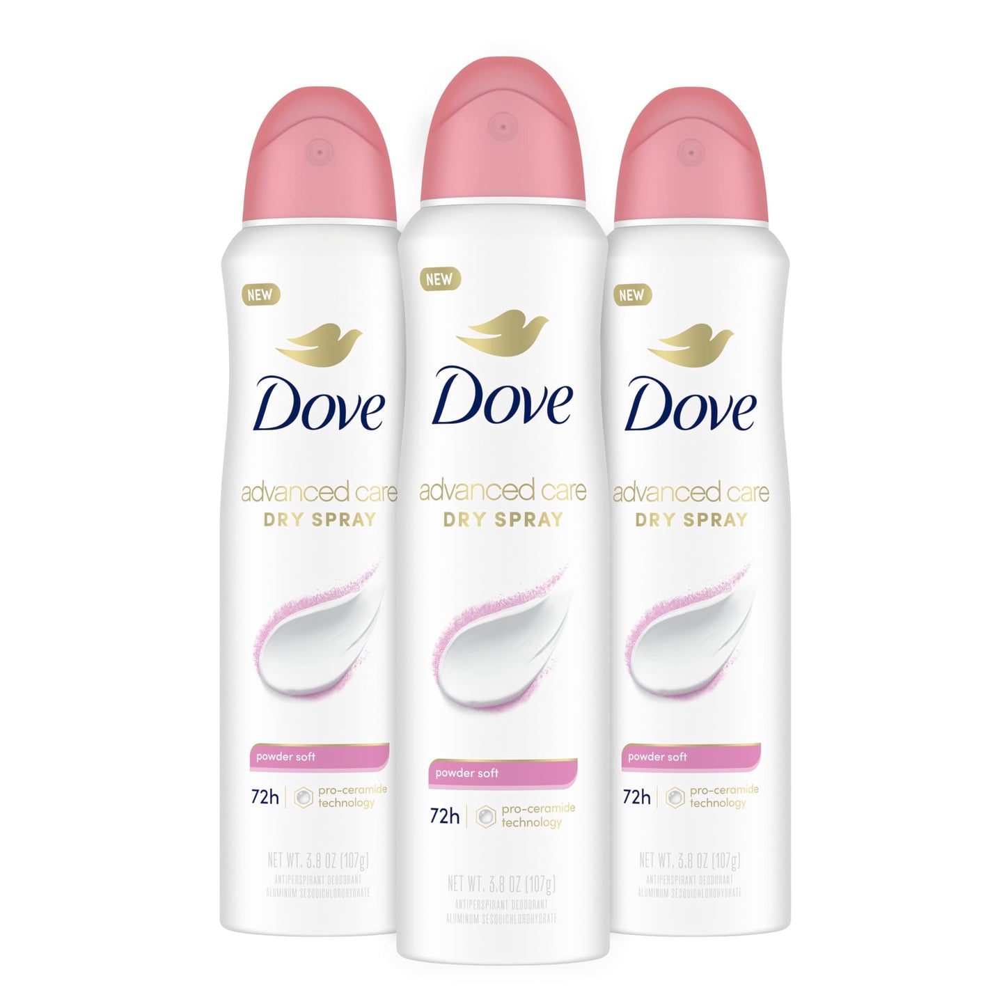 Dove Advanced Care Powder Soft Antiperspirant Deodorant Spray — 72-Hour Protection with Pro Ceramide Technology (3 Count)