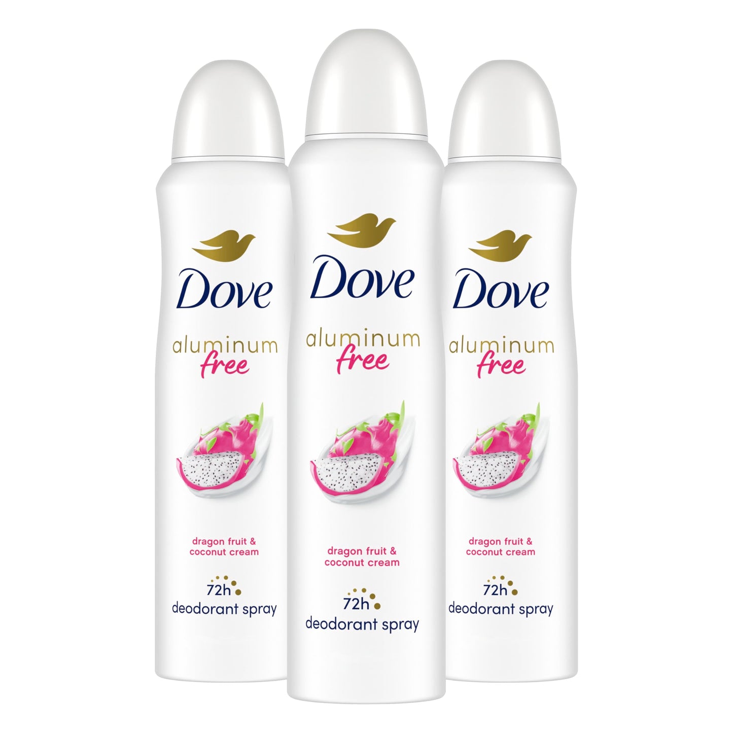 Dove Aluminum Free Deodorant Spray for Women – Dragon Fruit & Coconut Cream, 3-Pack (4 oz each)