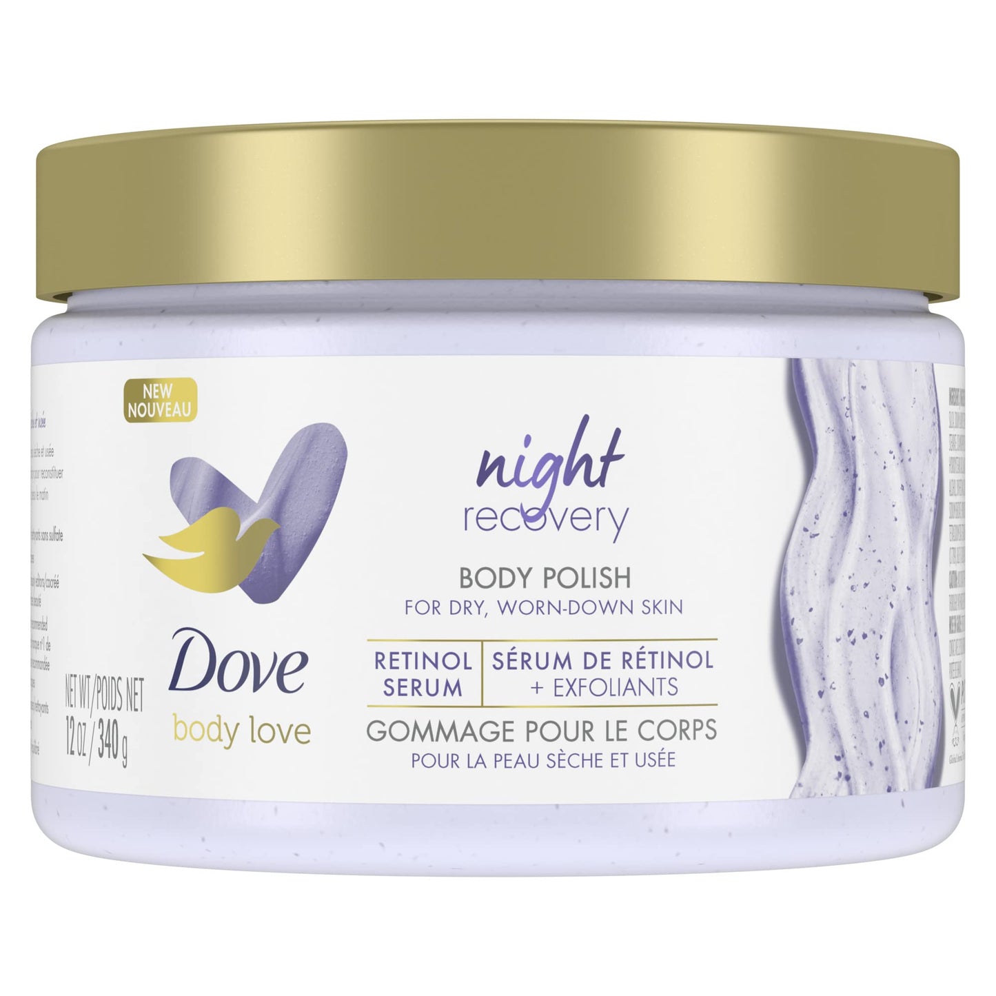 Dove Body Love Night Recovery Scrub with Retinol Serum | 340 g / 11.9 oz