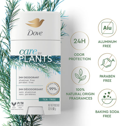Dove Care by Plants Tea Tree Deodorant Stick — Aluminum-Free, 24h Odor Protection (3 x 2.6 oz)