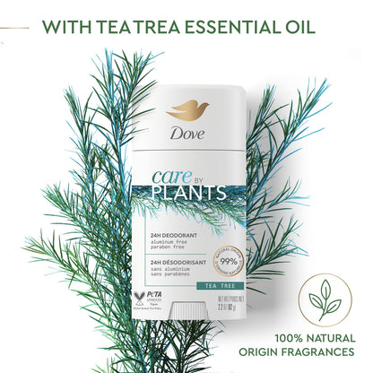 Dove Care by Plants Tea Tree Deodorant Stick — Aluminum-Free, 24h Odor Protection (3 x 2.6 oz)