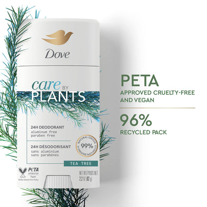 Dove Care by Plants Tea Tree Deodorant Stick — Aluminum-Free, 24h Odor Protection (3 x 2.6 oz)