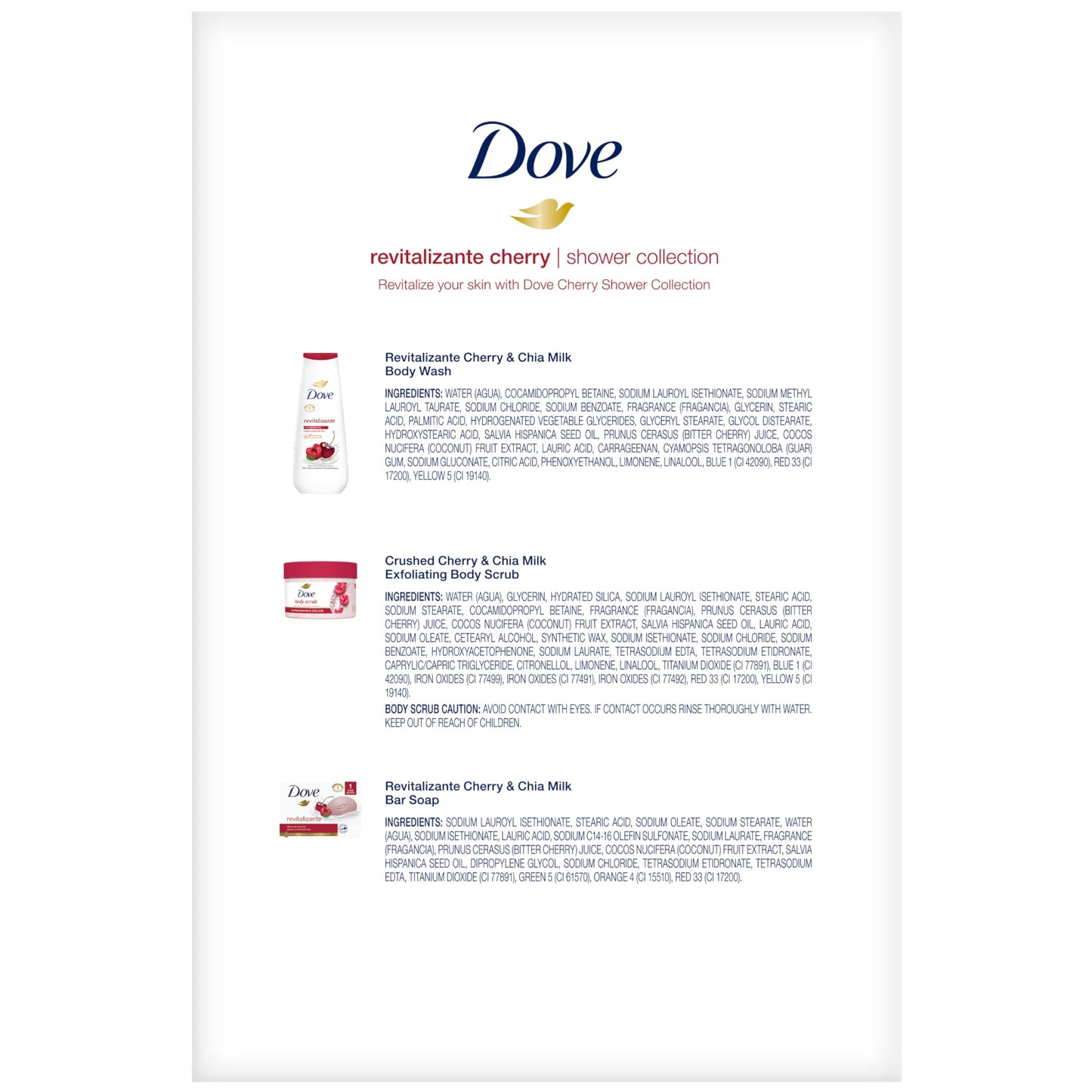 Dove Revitalizing Cherry Collection Gift Set | Body Wash, Exfoliating Polish & Bar Soap