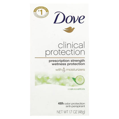 Dove Clinical Protection Anti-Perspirant Deodorant Solid, Cool Essentials, 1.7 oz – Pack of 6