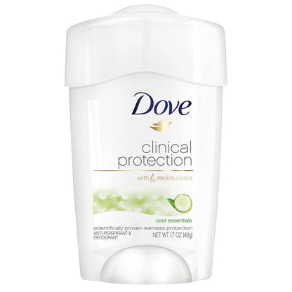 Dove Clinical Protection Anti-Perspirant Deodorant Solid, Cool Essentials, 1.7 oz – Pack of 6