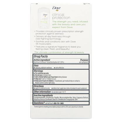 Dove Clinical Protection Anti-Perspirant Deodorant Solid, Cool Essentials, 1.7 oz – Pack of 6