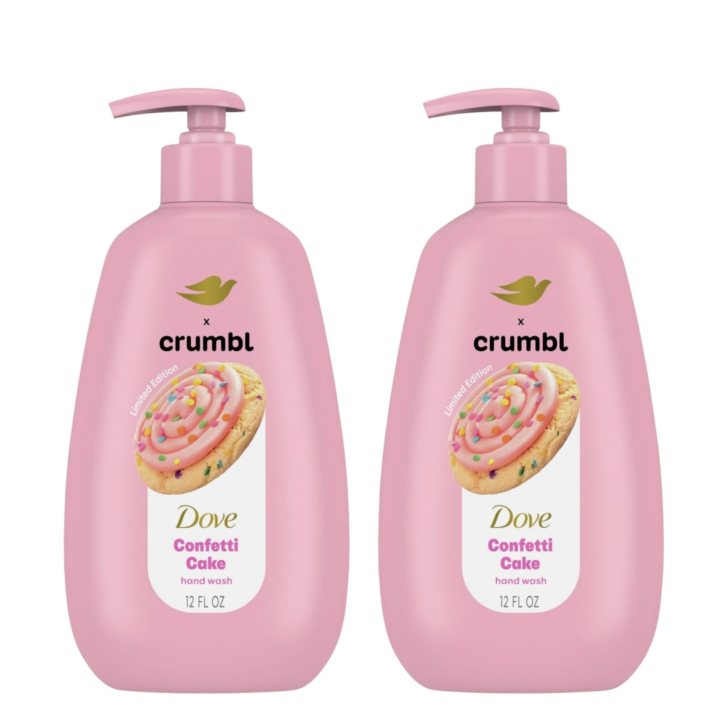 Dove X Crumbl Confetti Cake Moisturizing Hand Wash | 2-Pack, 12 oz with Pump | Limited Edition