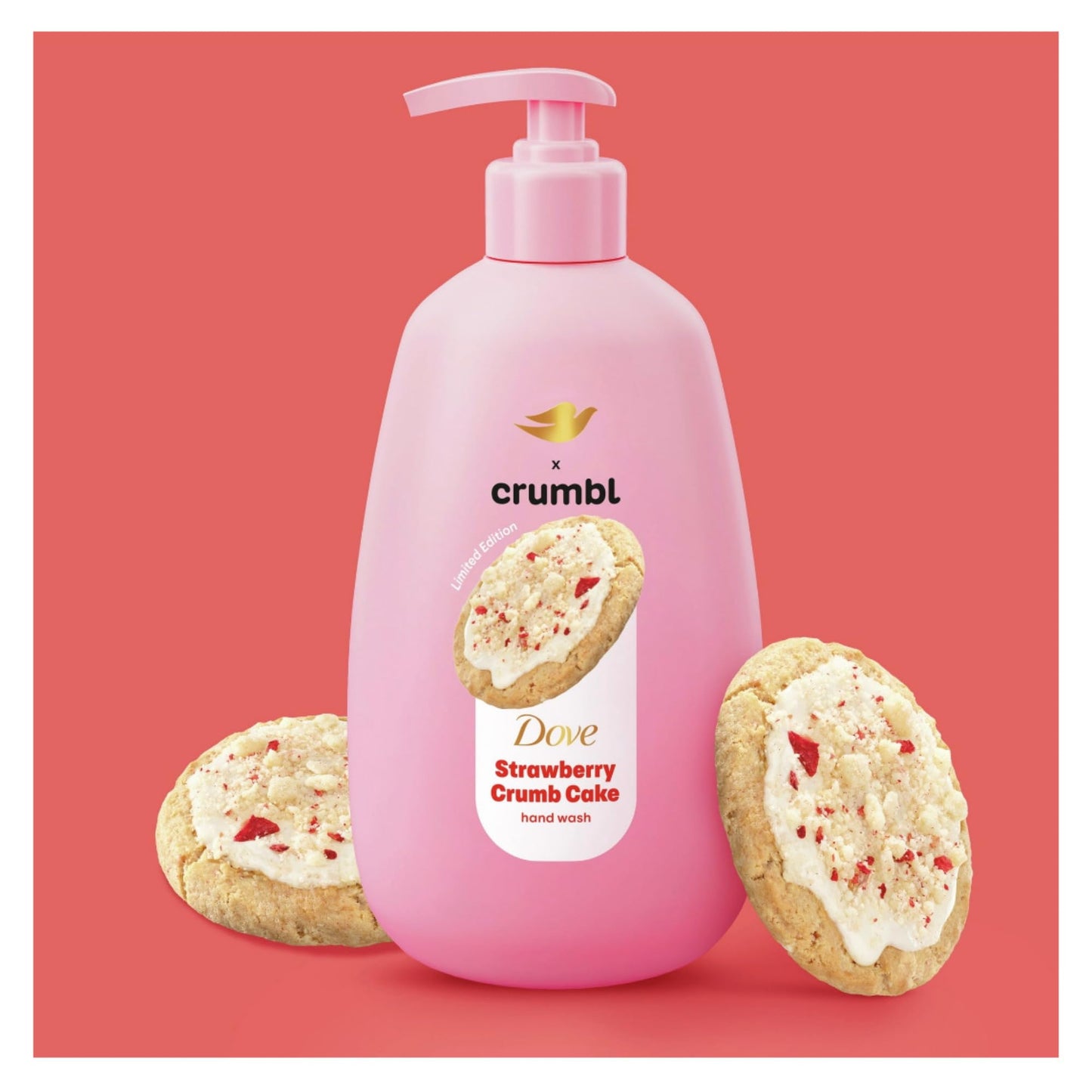 Dove X Crumbl Moisturizing Liquid Hand Wash Strawberry Crumb Cake | 2-Pack, 12 oz Pumps | Limited Edition