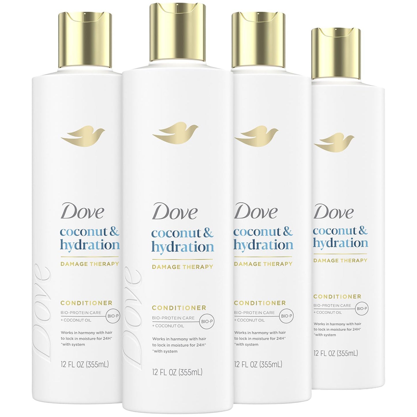 Dove Damage Therapy Conditioner 4-Pack – Coconut & Hydration for 24-Hour Moisture