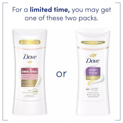 Dove Even Tone Antiperspirant Deodorant for Uneven Skin Tone – Rosewood & Powder, 2.6 oz (3 Count)